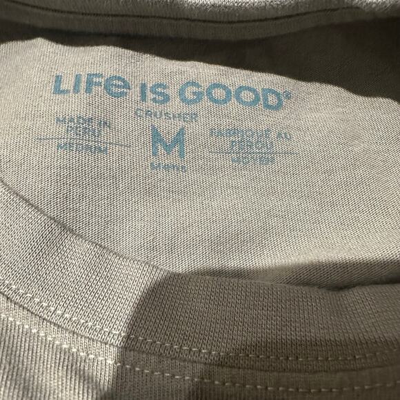 Vintage Life Is Good I am the Warranty Tee Army Green Size Medium Grunge Casual - Picture 3 of 7